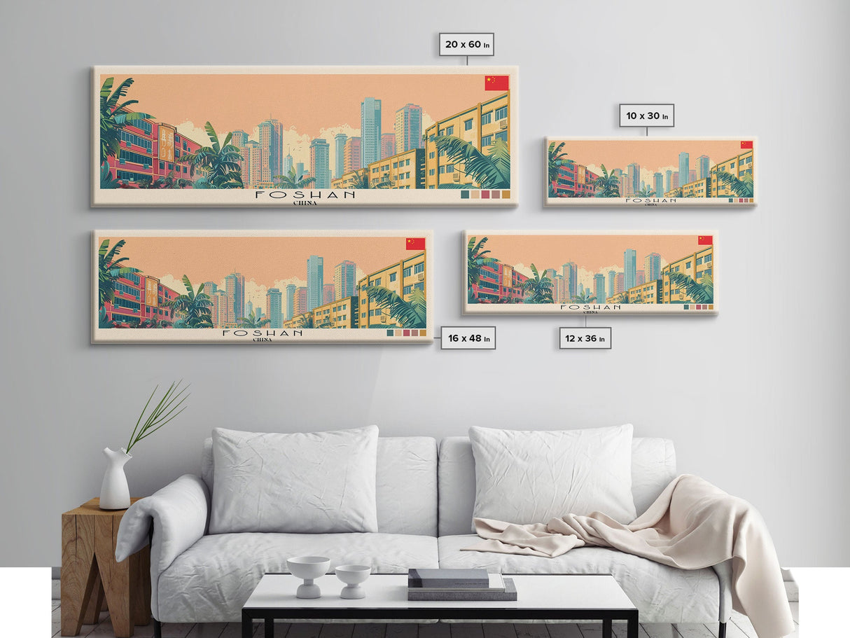 Foshan, China Panoramic Canvas Print, Foshan, China Painting, China Art, Foshan Travel Poster, Travel Art, Vacation Gift