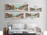 Hereford, England Panoramic Canvas Print, Hereford, England Painting, England Art, Hereford Travel Poster, Travel Art, Vacation Gift