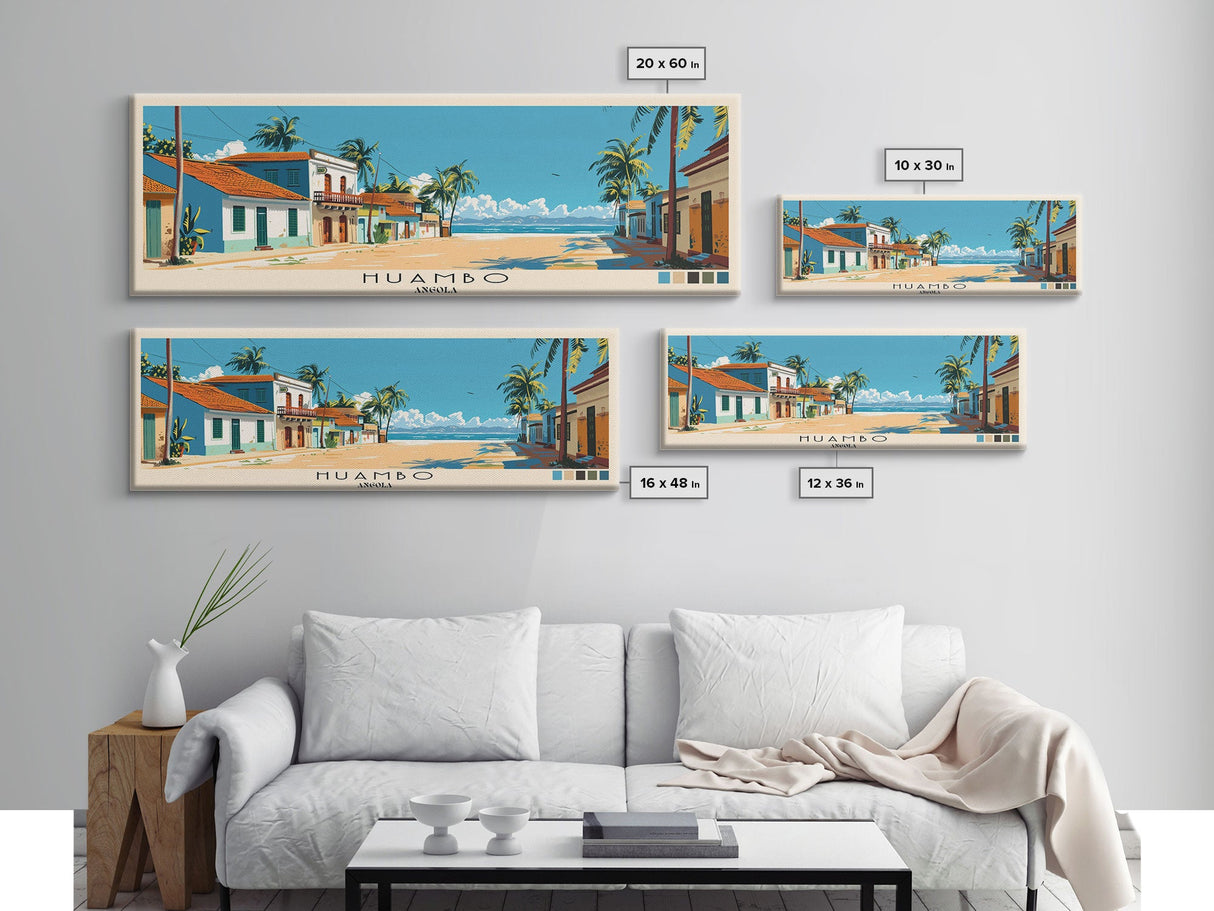 Huambo, Angola Panoramic Canvas Print, Huambo, Angola Painting, Angola Art, Huambo Travel Poster, Travel Art, Vacation Gift