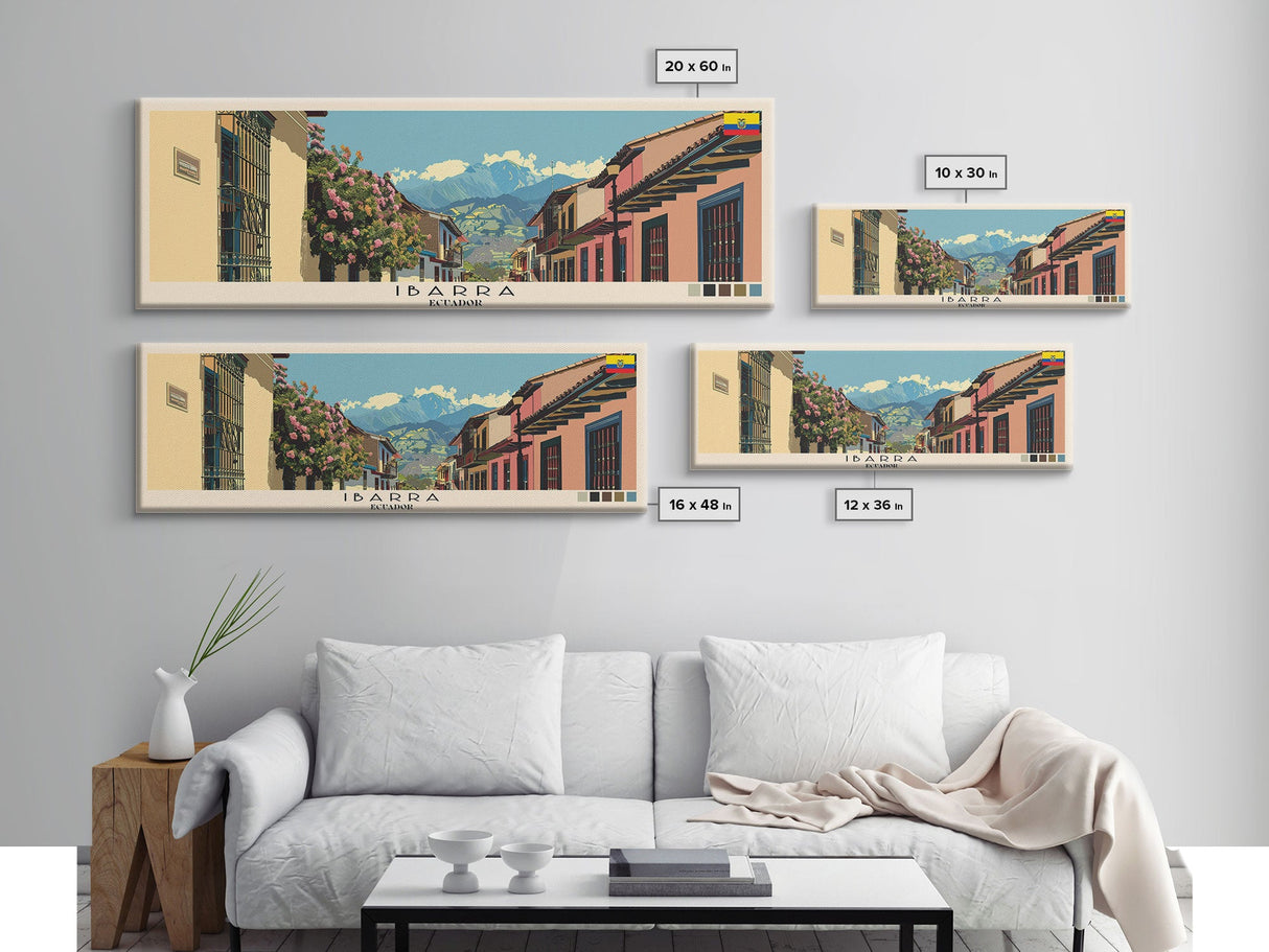 Ibarra, Ecuador Panoramic Canvas Print, Ibarra, Ecuador Painting, Ecuador Art, Ibarra Travel Poster, Travel Art, Housewarming Gift