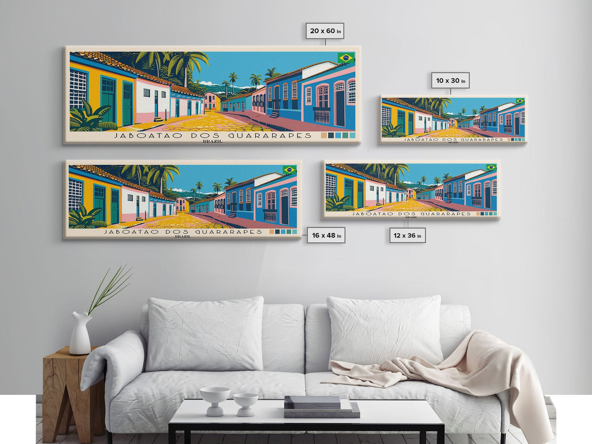 Jaboatao dos Guararapes, Brazil Panoramic Canvas Print, Jaboatao dos Guararapes, Brazil Painting, Brazil Art, Jaboatao dos Guararapes Travel Poster, Travel Art, Housewarming Gift