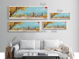 Jinan, China Panoramic Canvas Print, Jinan, China Painting, China Art, Jinan Travel Poster, Travel Art, Housewarming Gift