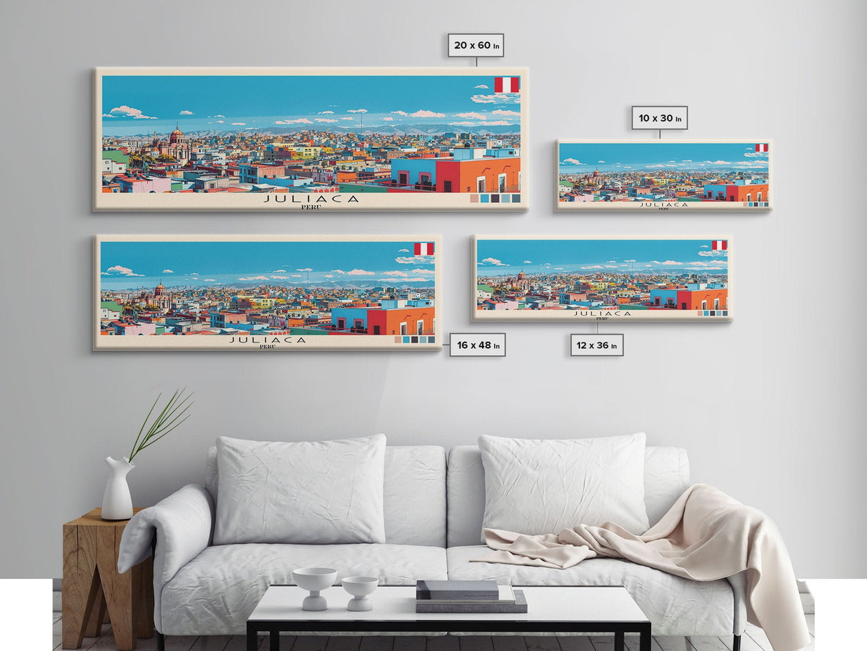 Juliaca, Peru Panoramic Canvas Print, Juliaca, Peru Painting, Peru Art, Juliaca Travel Poster, Travel Art, Guest Room Painting