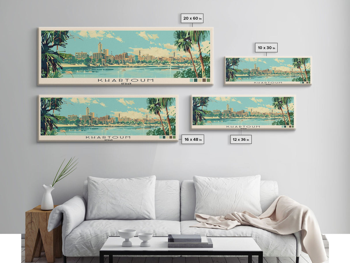 Khartoum,  Sudan Panoramic Canvas Print, Khartoum,  Sudan Painting,  Sudan Art, Khartoum Travel Poster, Travel Art, Living Room Painting