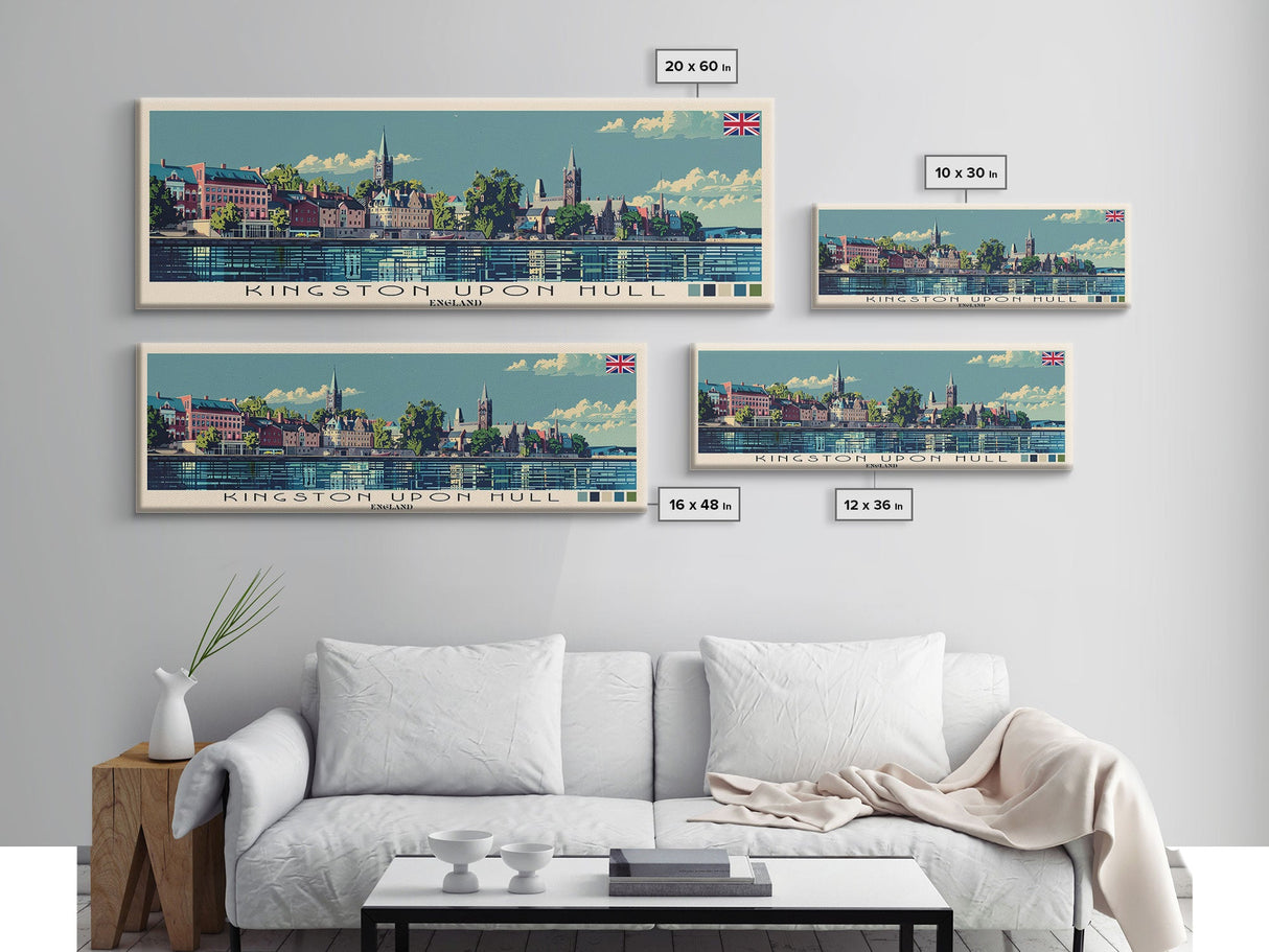 Kingston upon Hull, England Panoramic Canvas Print, Kingston upon Hull, England Painting, England Art, Kingston upon Hull Travel Poster, Travel Art, Housewarming Gift