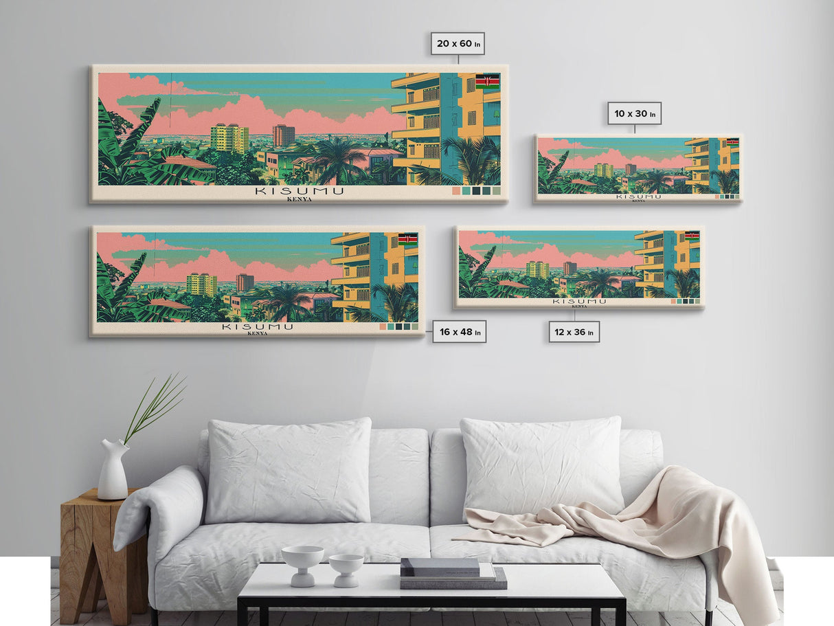 Kisumu, Kenya Panoramic Canvas Print, Kisumu, Kenya Painting, Kenya Art, Kisumu Travel Poster, Travel Art, Living Room Painting