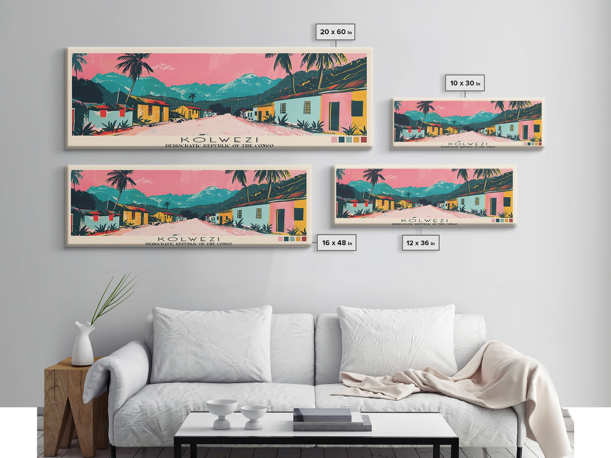 Kolwezi, Congo Panoramic Canvas Print, Kolwezi, Congo Painting, Congo Art, Kolwezi Travel Poster, Travel Art, Guest Room Painting