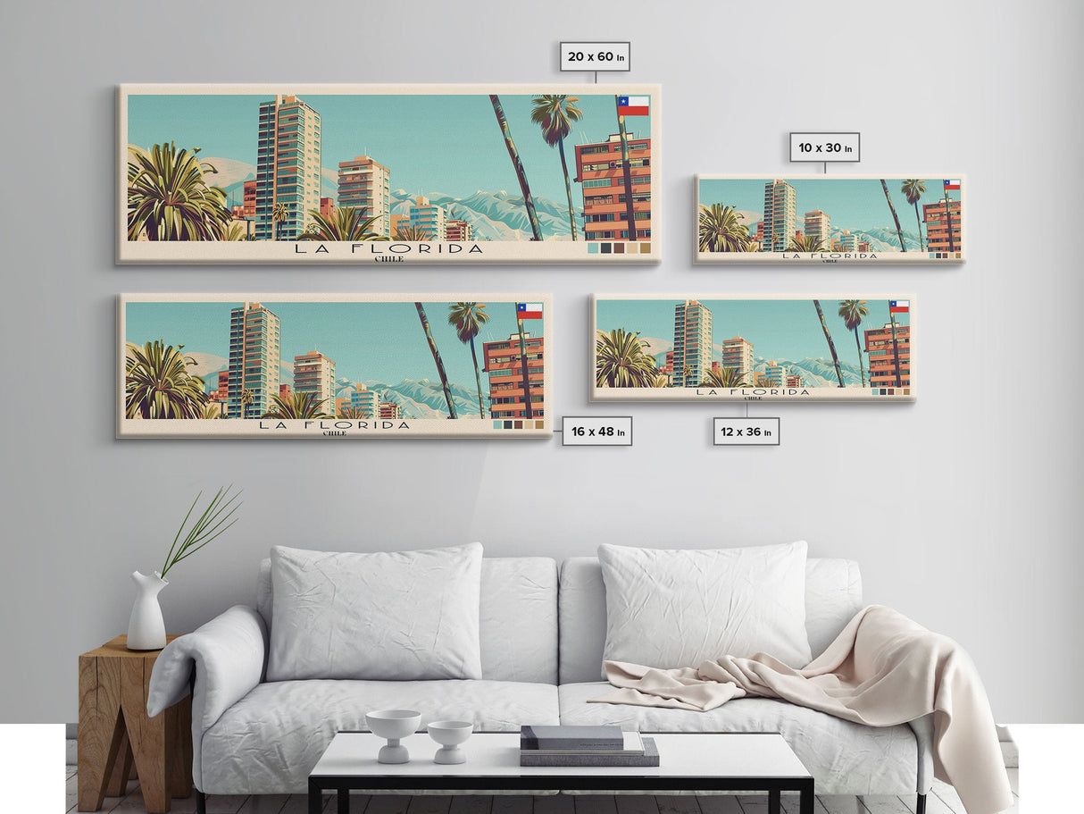 La Florida, Chile Panoramic Canvas Print, La Florida, Chile Painting, Chile Art, La Florida Travel Poster, Travel Art, Guest Room Painting