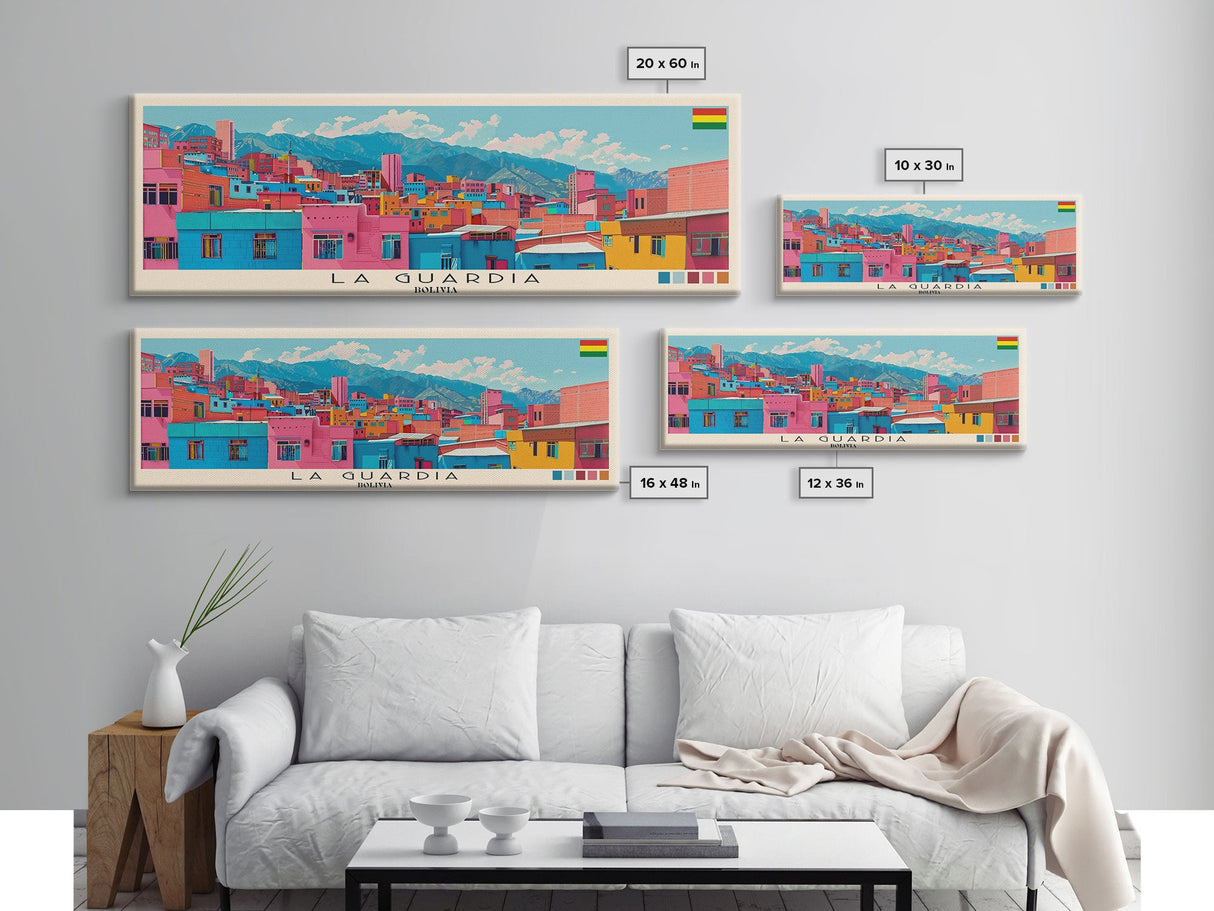 La Guardia, Bolivia Panoramic Canvas Print, La Guardia, Bolivia Painting, Bolivia Art, La Guardia Travel Poster, Travel Art, Guest Room Painting