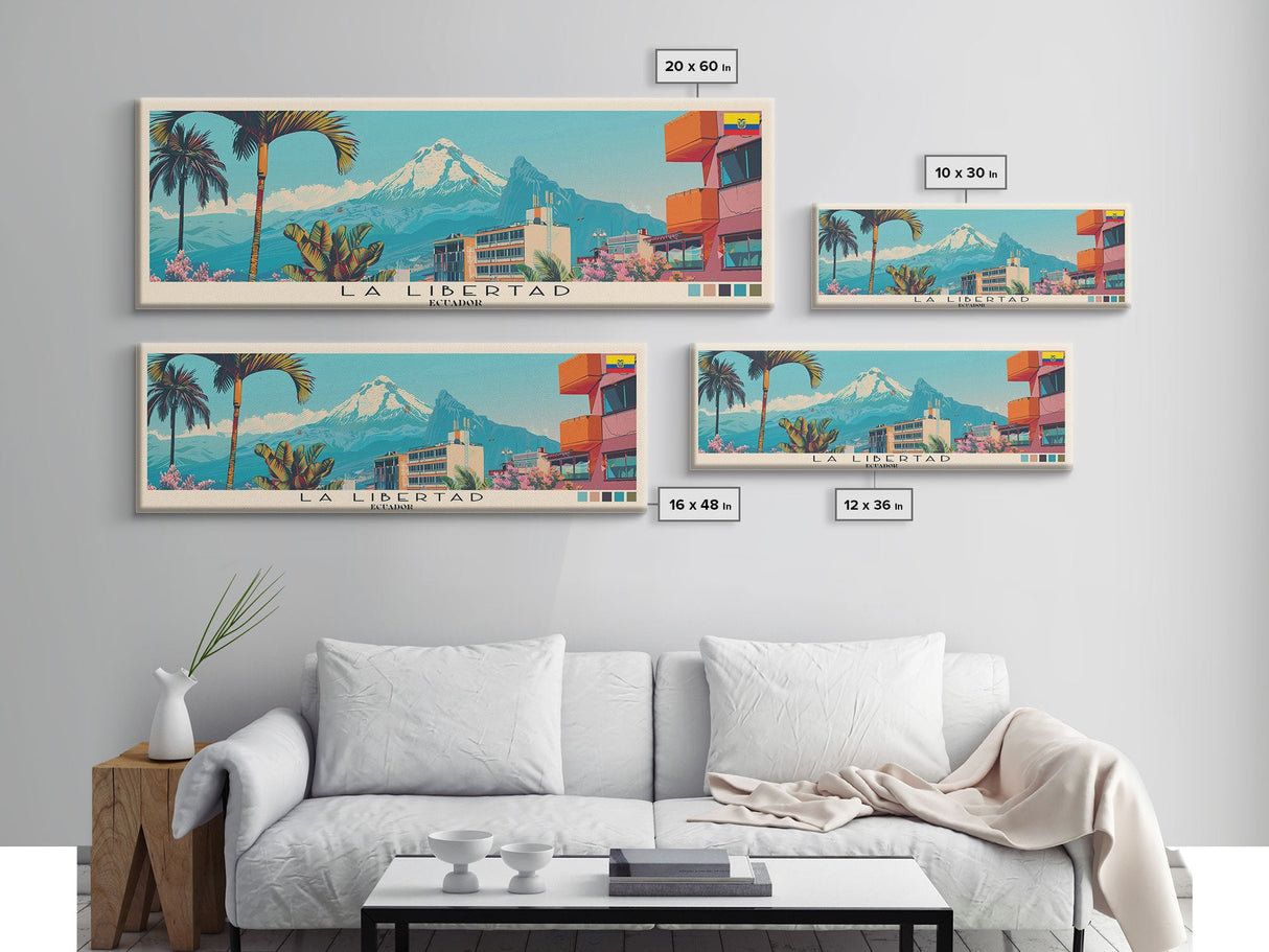 La Libertad, Ecuador Panoramic Canvas Print, La Libertad, Ecuador Painting, Ecuador Art, La Libertad Travel Poster, Travel Art, Living Room Painting