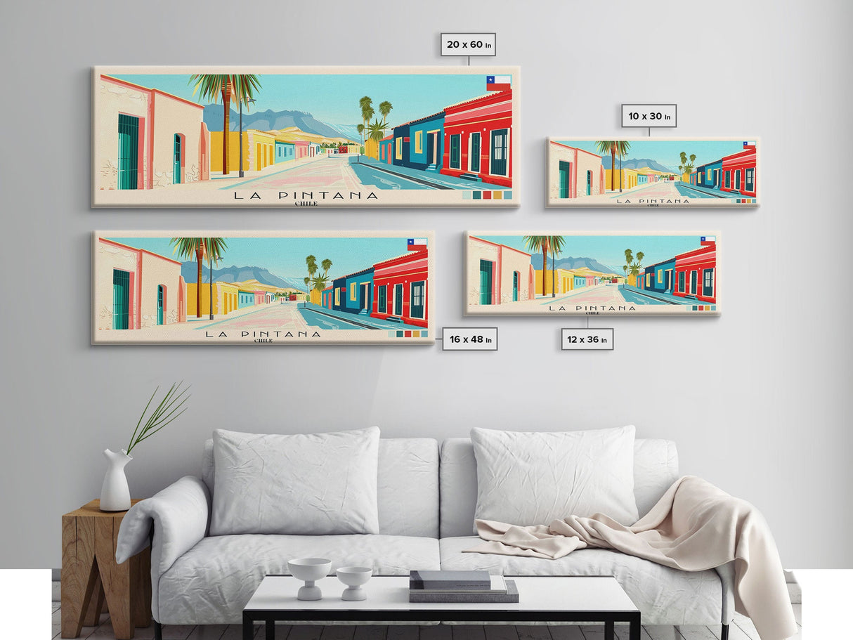 La Pintana, Chile Panoramic Canvas Print, La Pintana, Chile Painting, Chile Art, La Pintana Travel Poster, Travel Art, Living Room Painting