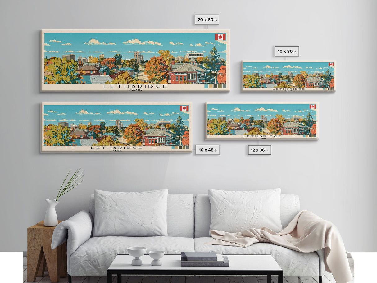 Lethbridge, Canada Panoramic Canvas Print, Lethbridge, Canada Painting, Canada Art, Lethbridge Travel Poster, Travel Art, Living Room Painting