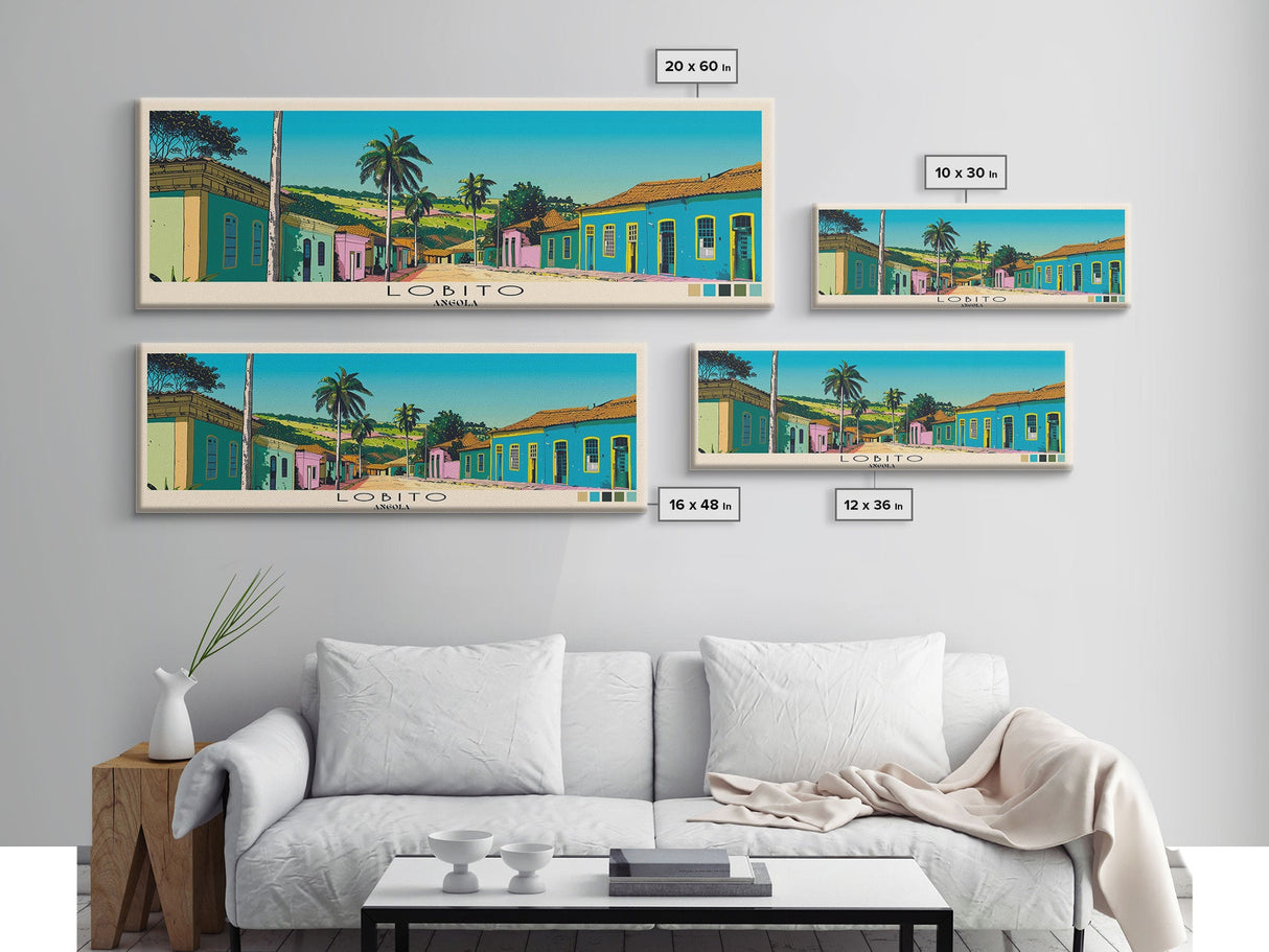 Lobito, Angola Panoramic Canvas Print, Lobito, Angola Painting, Angola Art, Lobito Travel Poster, Travel Art, Living Room Painting