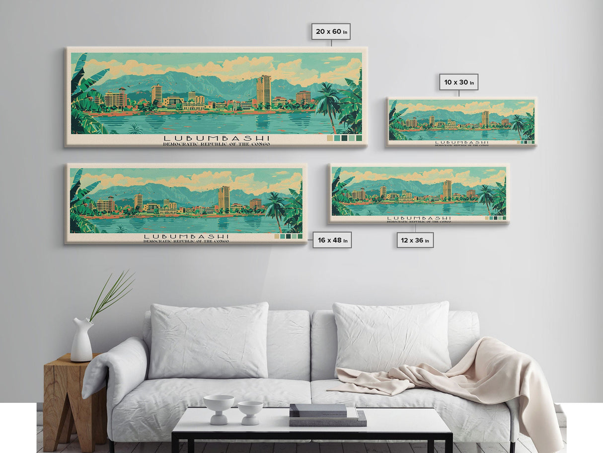 Lubumbashi, Congo Panoramic Canvas Print, Lubumbashi, Congo Painting, Congo Art, Lubumbashi Travel Poster, Travel Art, Housewarming Gift