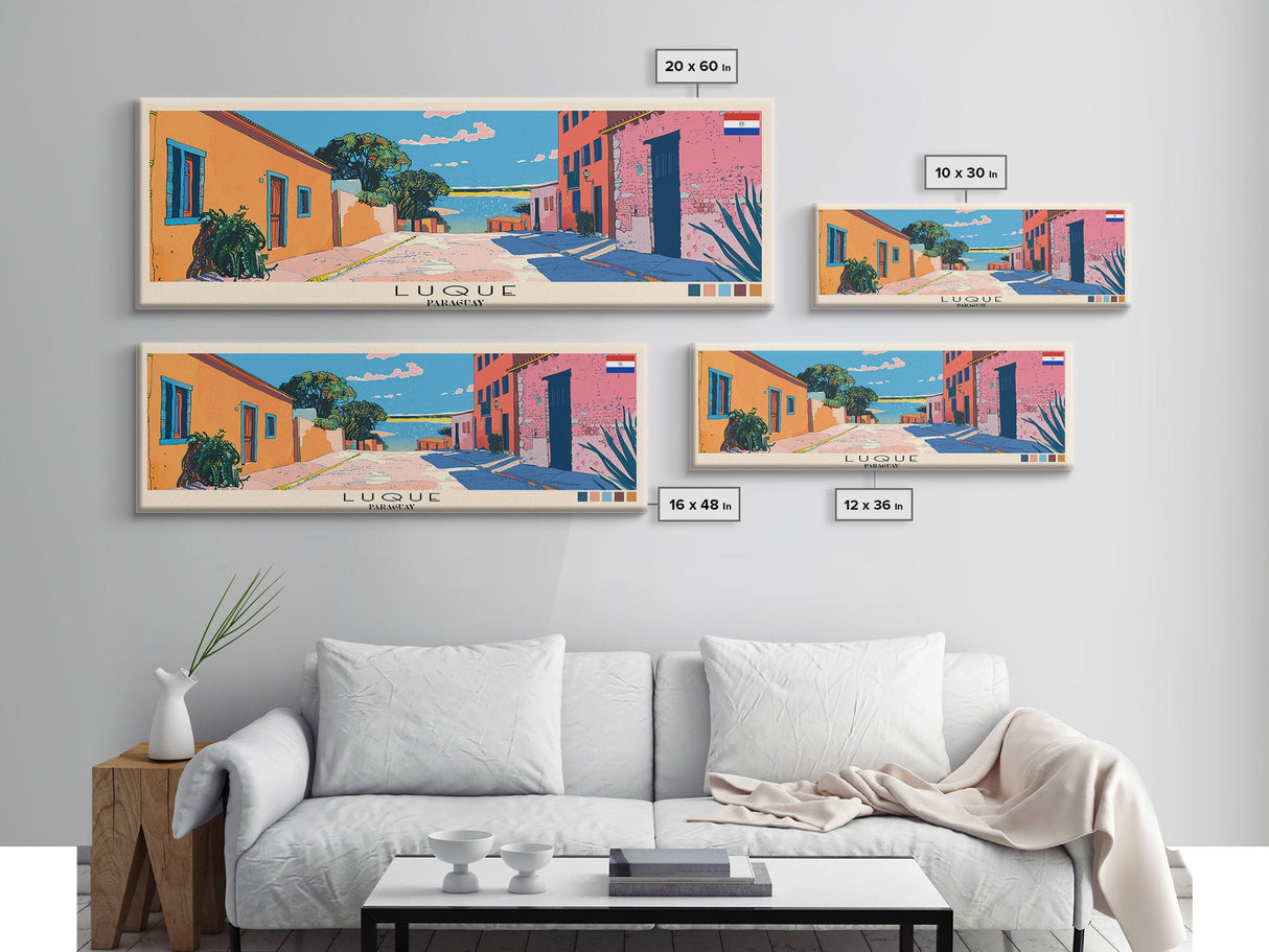 Luque, Paraguay Panoramic Canvas Print, Luque, Paraguay Painting, Paraguay Art, Luque Travel Poster, Travel Art, Guest Room Painting