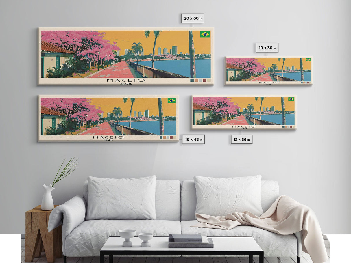 Maceio, Brazil Panoramic Canvas Print, Maceio, Brazil Painting, Brazil Art, Maceio Travel Poster, Travel Art, Housewarming Gift