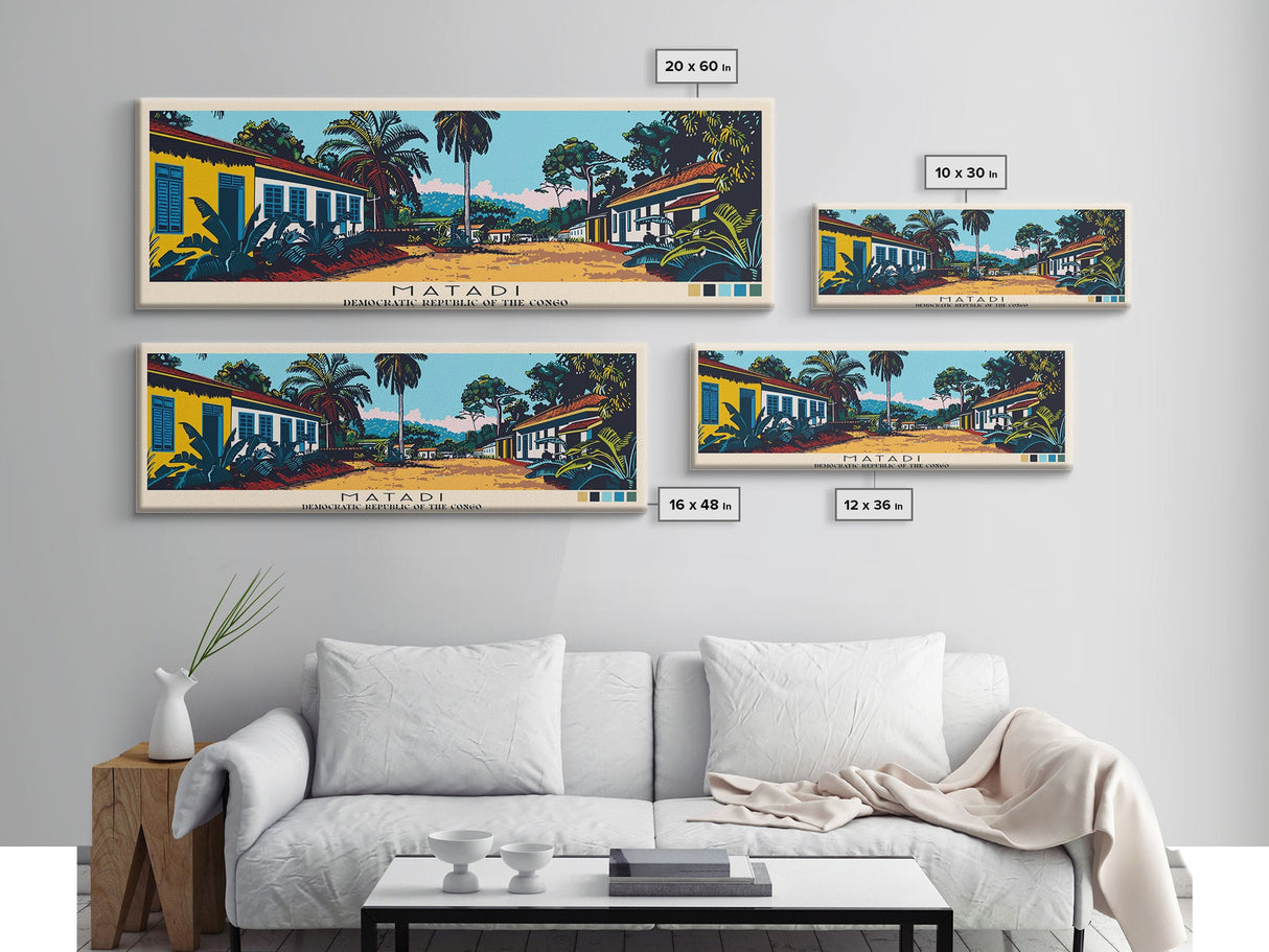 Matadi, Congo Panoramic Canvas Print, Matadi, Congo Painting, Congo Art, Matadi Travel Poster, Travel Art, Guest Room Painting