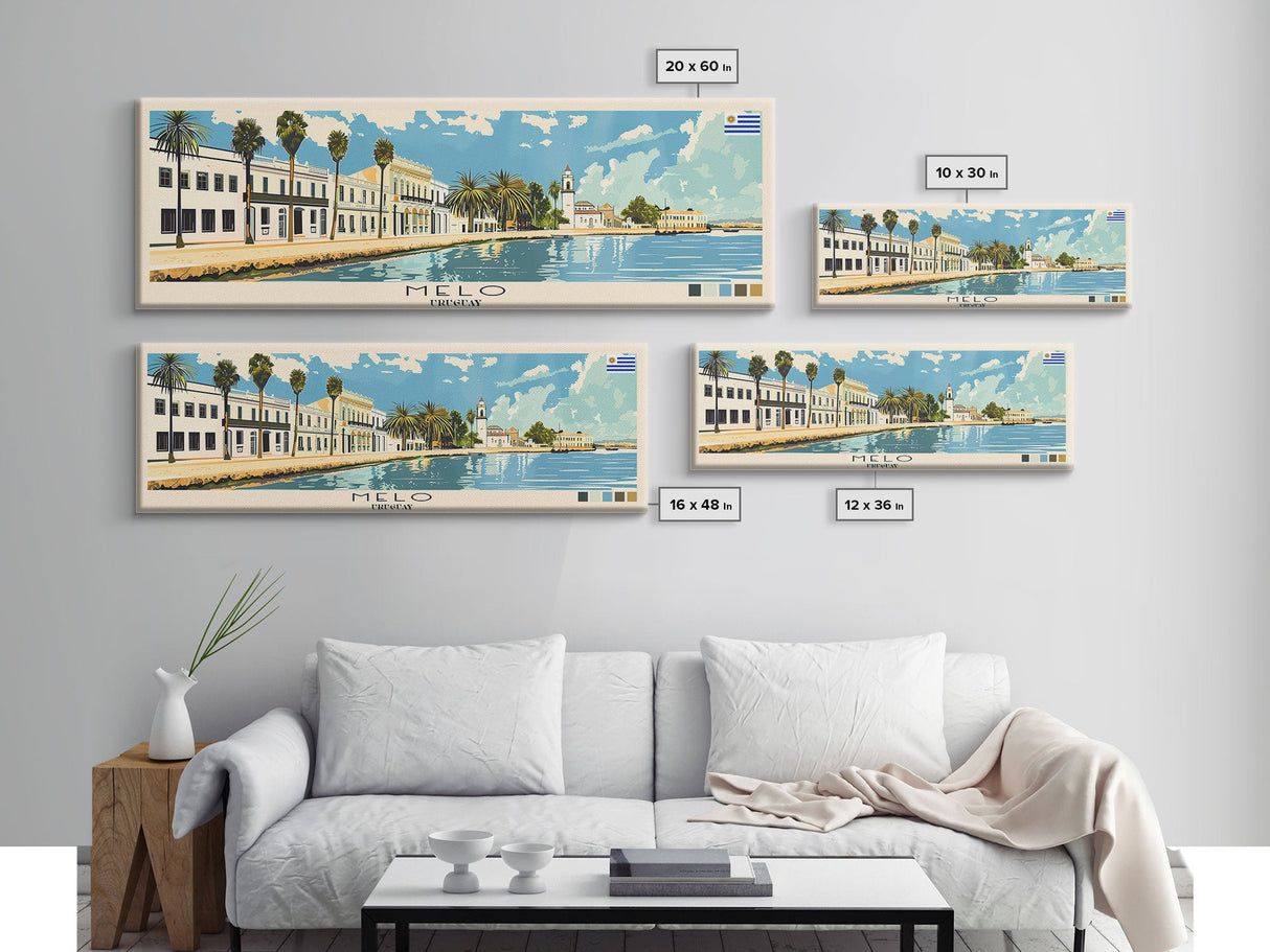 Melo, Uruguay Panoramic Canvas Print, Melo, Uruguay Painting, Uruguay Art, Melo Travel Poster, Travel Art, Vacation Gift