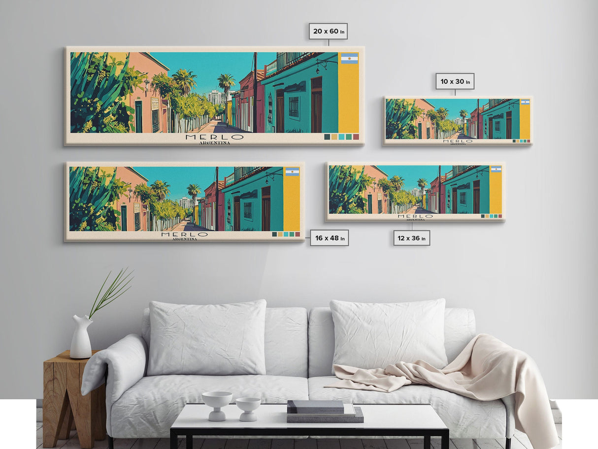 Merlo, Argentina Panoramic Canvas Print, Merlo, Argentina Painting, Argentina Art, Merlo Travel Poster, Travel Art, Housewarming Gift