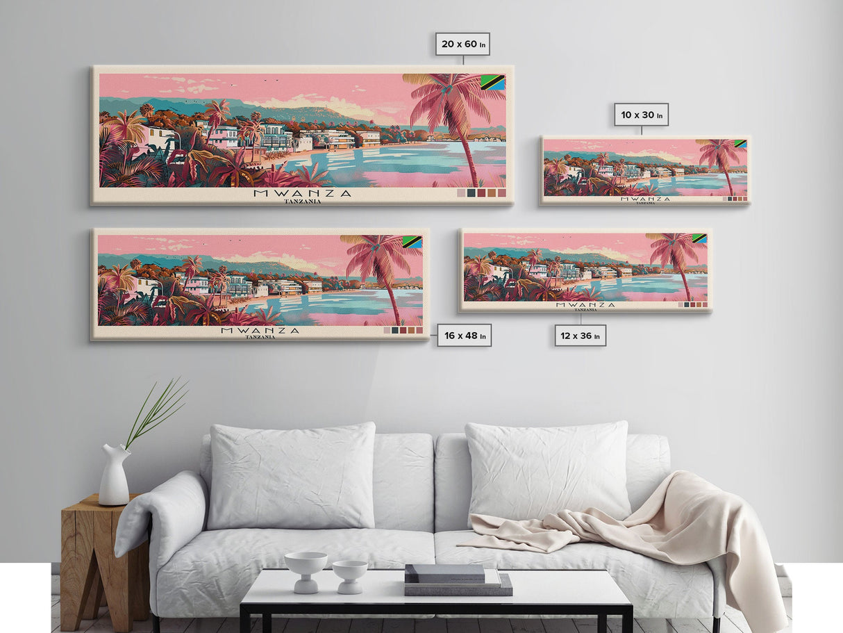 Mwanza, Tanzania Panoramic Canvas Print, Mwanza, Tanzania Painting, Tanzania Art, Mwanza Travel Poster, Travel Art, Living Room Painting