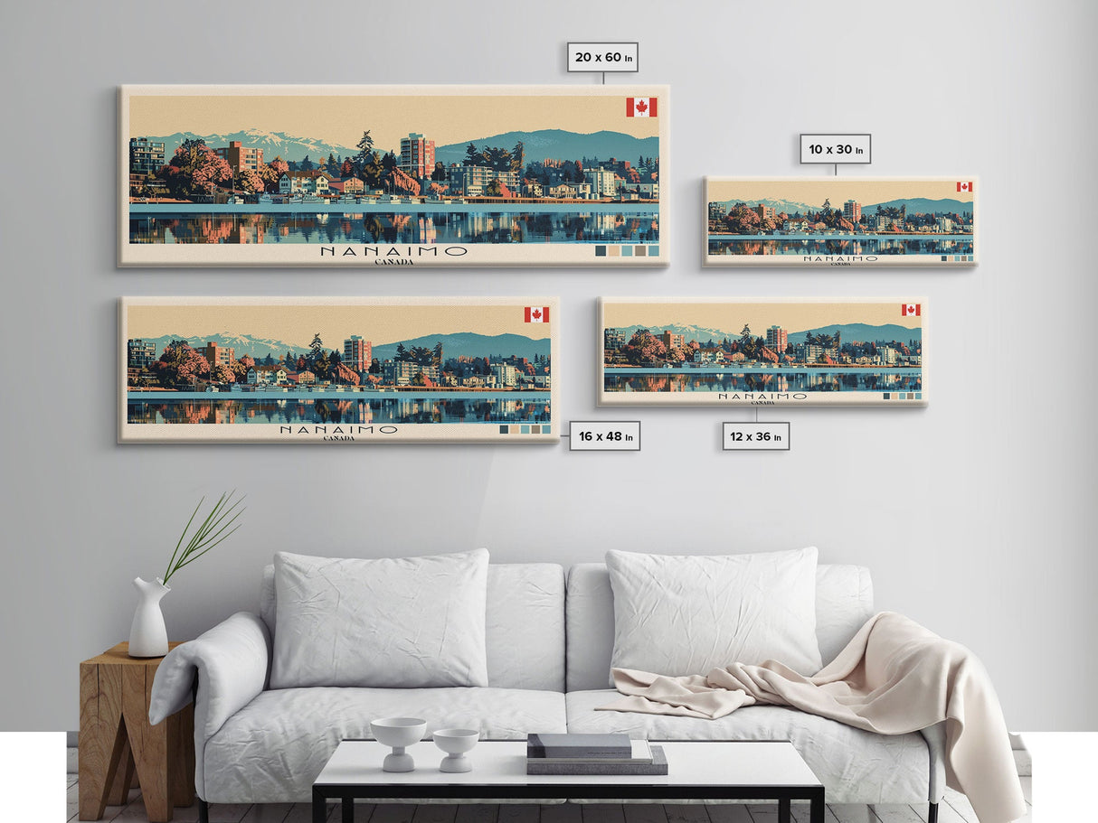 Nanaimo, Canada Panoramic Canvas Print, Nanaimo, Canada Painting, Canada Art, Nanaimo Travel Poster, Travel Art, Living Room Painting