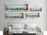 Nanjing, China Panoramic Canvas Print, Nanjing, China Painting, China Art, Nanjing Travel Poster, Travel Art, Housewarming Gift