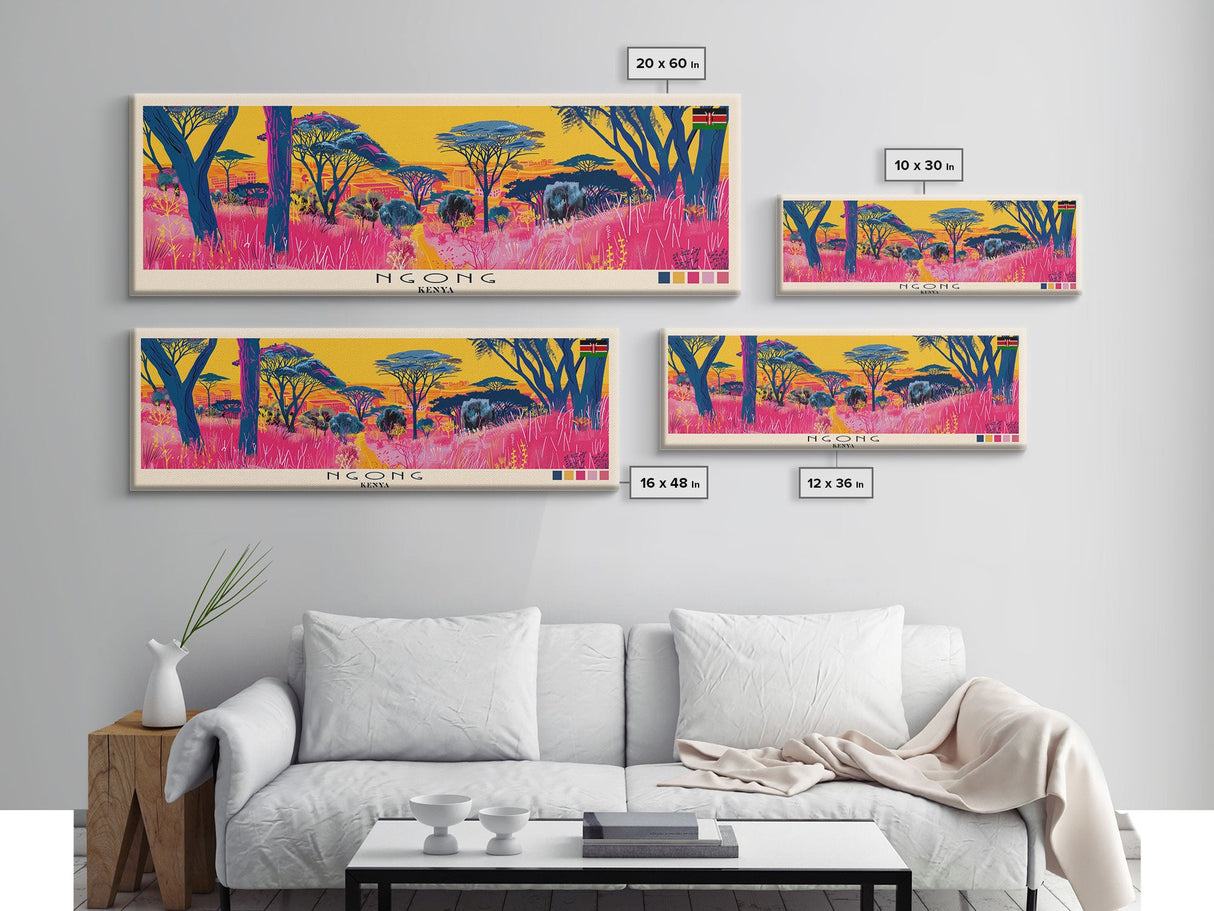 Ngong, Kenya Panoramic Canvas Print, Ngong, Kenya Painting, Kenya Art, Ngong Travel Poster, Travel Art, Guest Room Painting