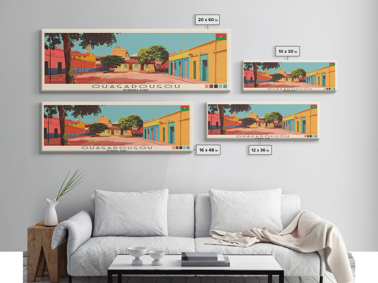 Ouagadougou, Burkina Faso Panoramic Canvas Print, Ouagadougou, Burkina Faso Painting, Burkina Faso Art, Ouagadougou Travel Poster, Travel Art, Guest Room Painting