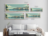 Plymouth, England Panoramic Canvas Print, Plymouth, England Painting, England Art, Plymouth Travel Poster, Travel Art, Guest Room Painting