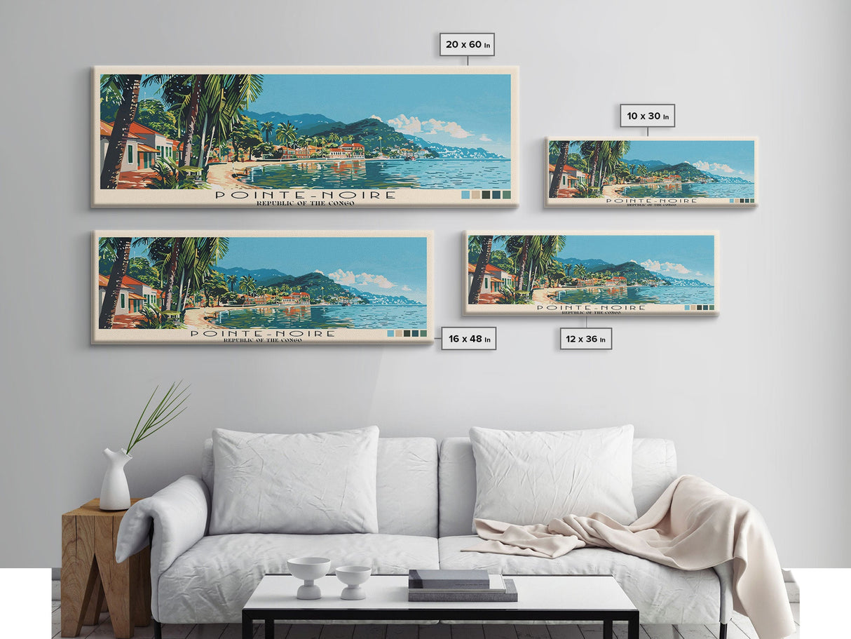 Pointe-Noire, Republic of the Congo Panoramic Canvas Print, Pointe-Noire, Republic of the Congo Painting, Republic of the Congo Art, Pointe-Noire Travel Poster, Travel Art, Guest Room Painting