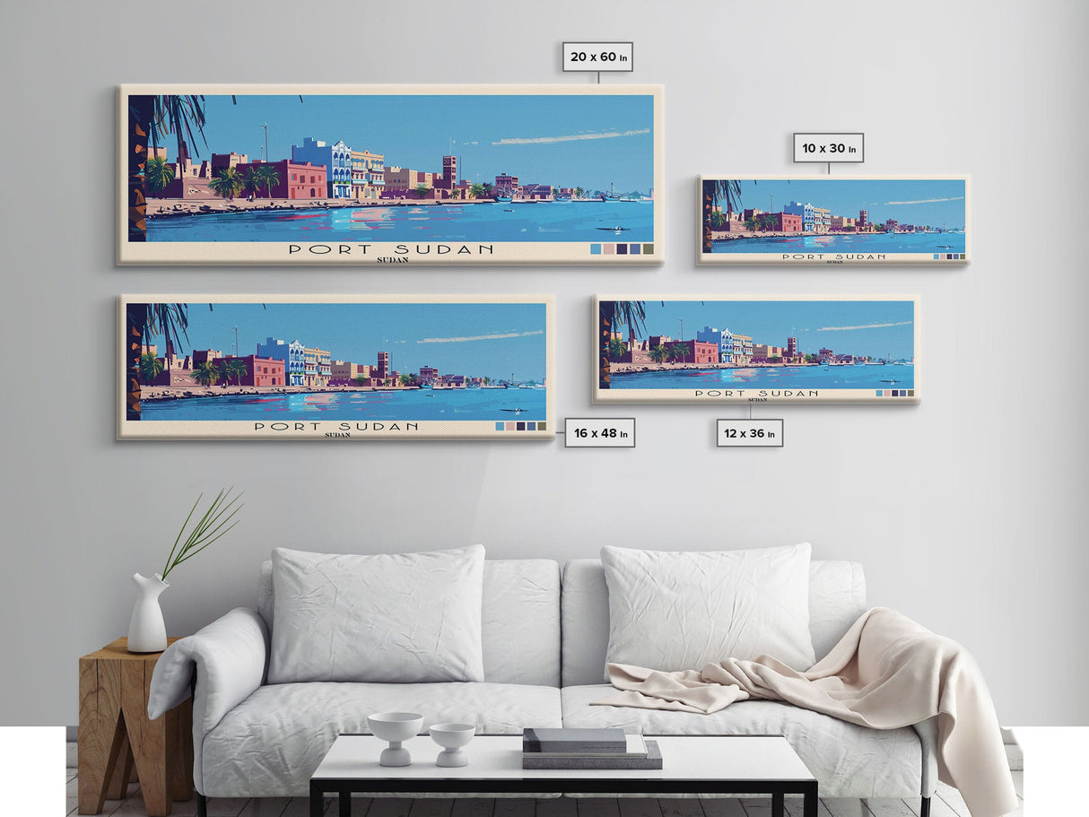 Port Sudan,  Sudan Panoramic Canvas Print, Port Sudan,  Sudan Painting,  Sudan Art, Port Sudan Travel Poster, Travel Art, Living Room Painting