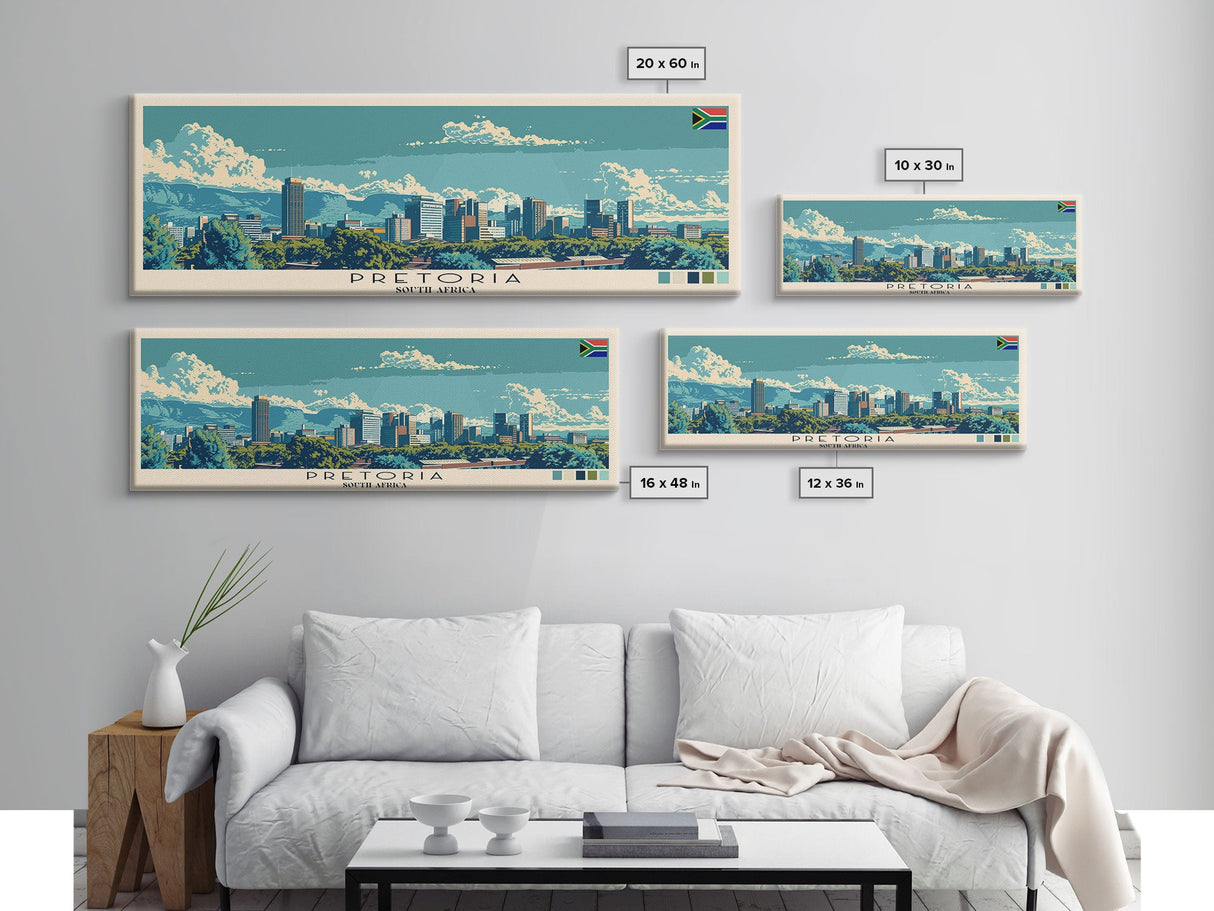 Pretoria, South Africa Panoramic Canvas Print, Pretoria, South Africa Painting, South Africa Art, Pretoria Travel Poster, Travel Art, Guest Room Painting