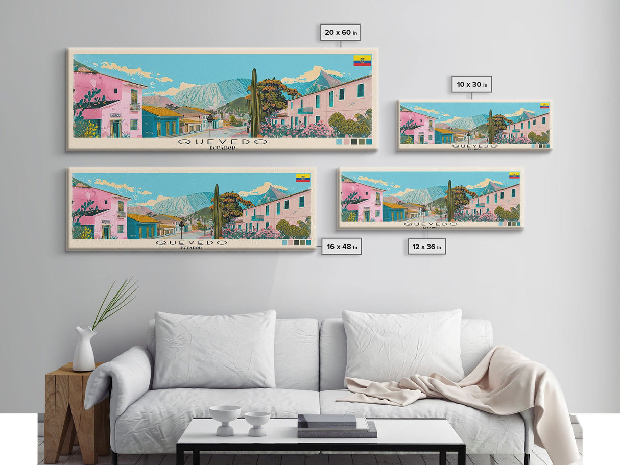 Quevedo, Ecuador Panoramic Canvas Print, Quevedo, Ecuador Painting, Ecuador Art, Quevedo Travel Poster, Travel Art, Housewarming Gift