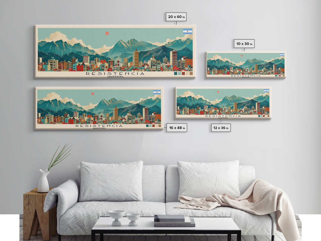 Resistencia, Argentina Panoramic Canvas Print, Resistencia, Argentina Painting, Argentina Art, Resistencia Travel Poster, Travel Art, Guest Room Painting