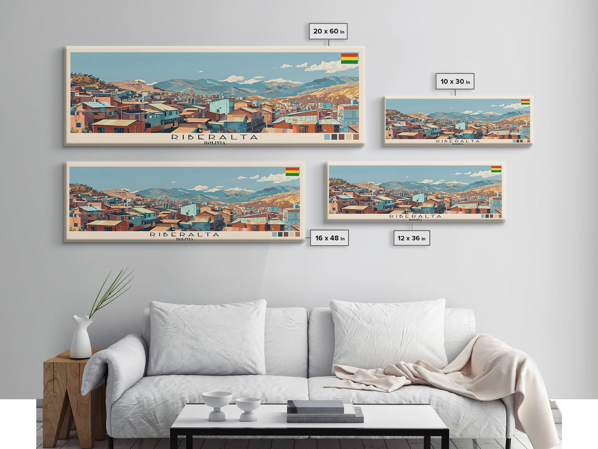 Riberalta, Bolivia Panoramic Canvas Print, Riberalta, Bolivia Painting, Bolivia Art, Riberalta Travel Poster, Travel Art, Living Room Painting