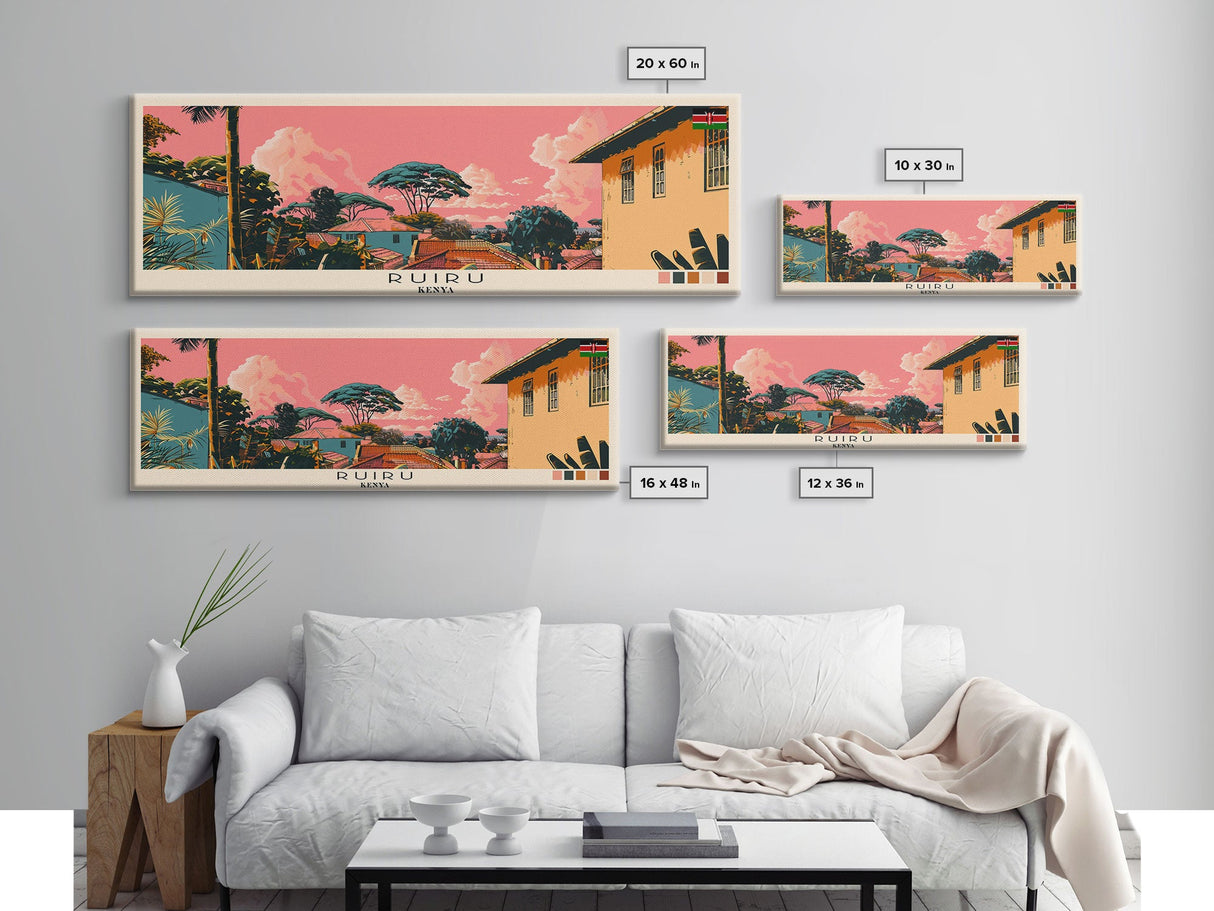 Ruiru, Kenya Panoramic Canvas Print, Ruiru, Kenya Painting, Kenya Art, Ruiru Travel Poster, Travel Art, Vacation Gift