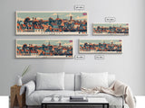 Salisbury, England Panoramic Canvas Print, Salisbury, England Painting, England Art, Salisbury Travel Poster, Travel Art, Guest Room Painting