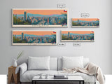 Santiago, Chile Panoramic Canvas Print, Santiago, Chile Painting, Chile Art, Santiago Travel Poster, Travel Art, Vacation Gift