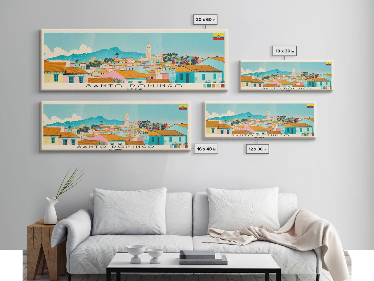 Santo Domingo, Ecuador Panoramic Canvas Print, Santo Domingo, Ecuador Painting, Ecuador Art, Santo Domingo Travel Poster, Travel Art, Housewarming Gift