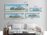 Shanghai, China Panoramic Canvas Print, Shanghai, China Painting, China Art, Shanghai Travel Poster, Travel Art, Housewarming Gift