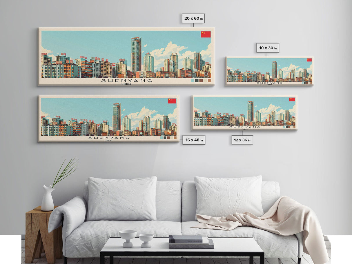 Shenyang, China Panoramic Canvas Print, Shenyang, China Painting, China Art, Shenyang Travel Poster, Travel Art, Vacation Gift