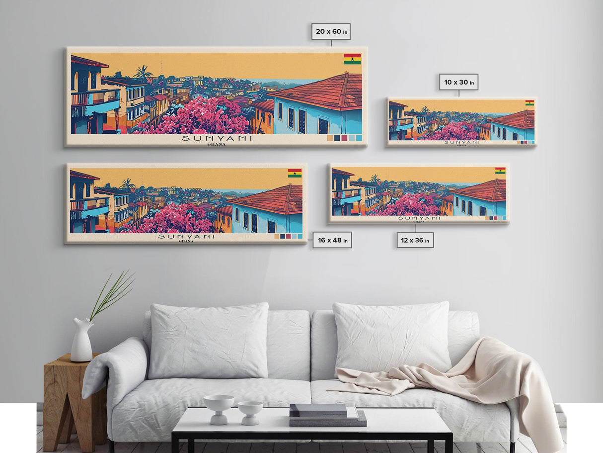 Sunyani, Ghana Panoramic Canvas Print, Sunyani, Ghana Painting, Ghana Art, Sunyani Travel Poster, Travel Art, Guest Room Painting