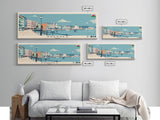 Swansea, Wales Panoramic Canvas Print, Swansea, Wales Painting, Wales Art, Swansea Travel Poster, Travel Art, Housewarming Gift