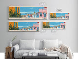 Tangier, Morocco Panoramic Canvas Print, Tangier, Morocco Painting, Morocco Art, Tangier Travel Poster, Travel Art, Guest Room Painting