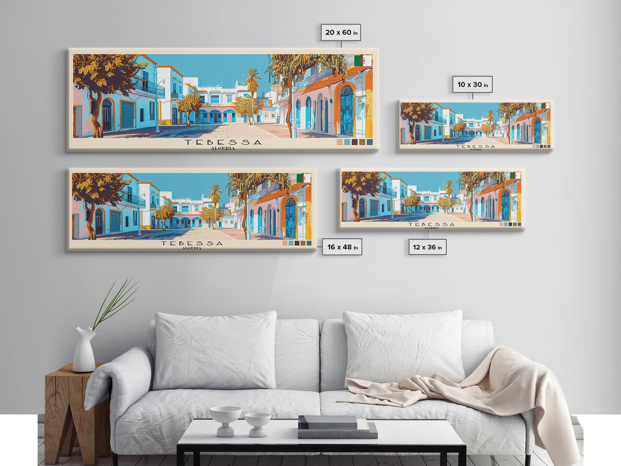 Tebessa, Algeria Panoramic Canvas Print, Tebessa, Algeria Painting, Algeria Art, Tebessa Travel Poster, Travel Art, Guest Room Painting