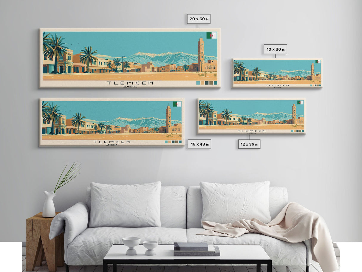 Tlemcen, Algeria Panoramic Canvas Print, Tlemcen, Algeria Painting, Algeria Art, Tlemcen Travel Poster, Travel Art, Housewarming Gift