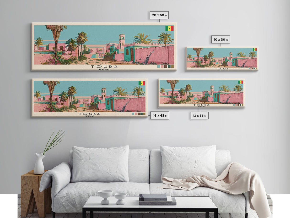 Touba, Senegal Panoramic Canvas Print, Touba, Senegal Painting, Senegal Art, Touba Travel Poster, Travel Art, Guest Room Painting