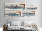 Wuhan, China Panoramic Canvas Print, Wuhan, China Painting, China Art, Wuhan Travel Poster, Travel Art, Vacation Gift