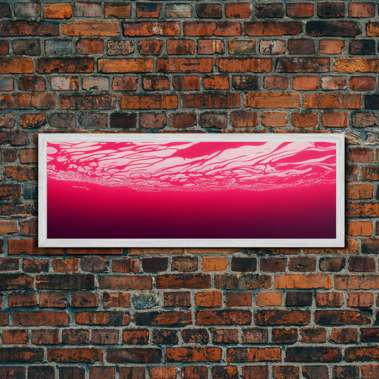 Beneath a pink ocean, cool abstract art fuchsia, Framed Canvas Print, Ready To Hang Wall Art, Framed Wall Art