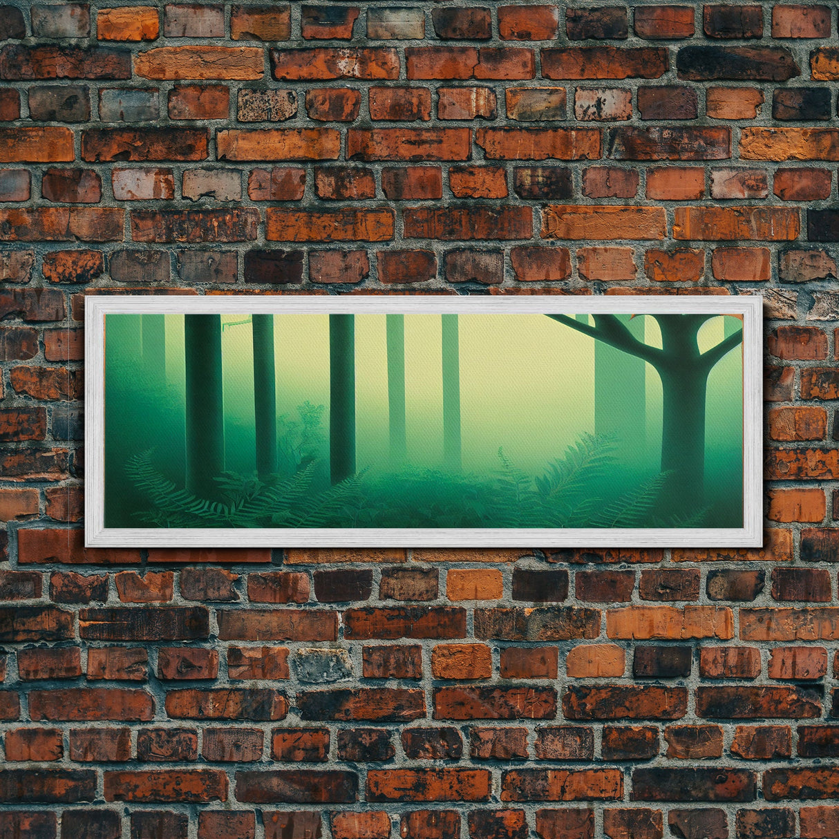 Emerald Green Forest Landscape, Panoramic Art, Framed Canvas, Framed Wall Art, Wall Art With Frame